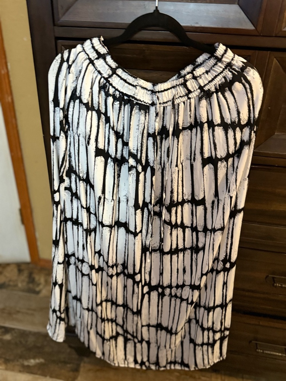 Black & White Smocked Neck Maxi skirt